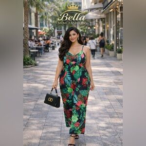 New Floral Wide leg jumpsuit size 1X  14/16 🌹🌸🌺 BC BAG 06